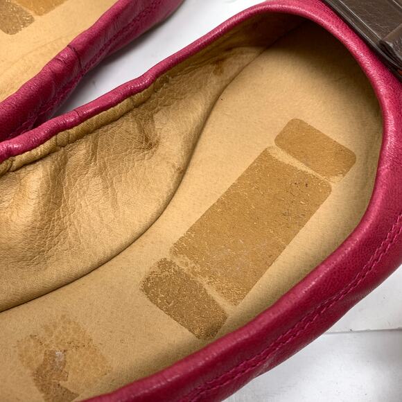 Coach Delphine Ballet Flats Womens 8.5 Slip On Buckle Pink Brown Leather - Picture 5 of 8